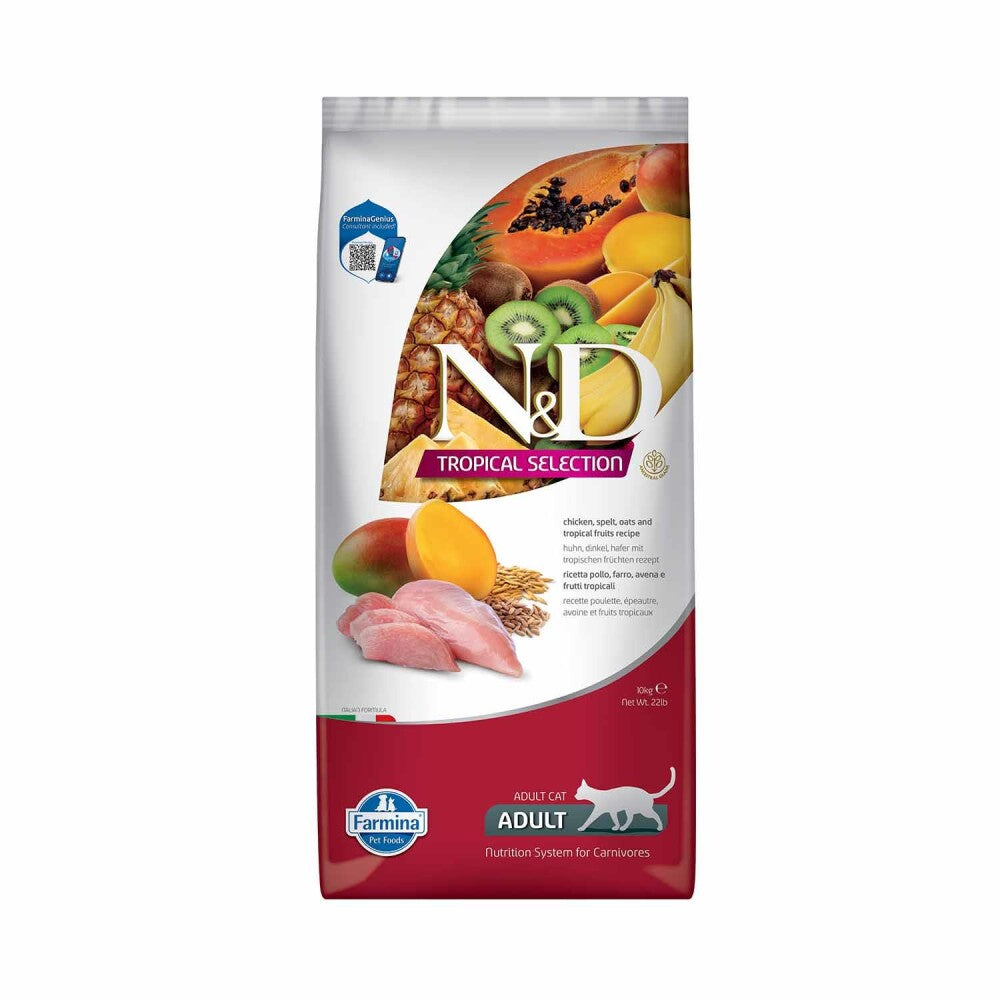 N&d Tropical Selection Düşük Tahıllı Tavuklu Ve Tropikal Meyveli Yetişkin Kedi Maması 10 KG | SRC: Barcode: 8010276042187